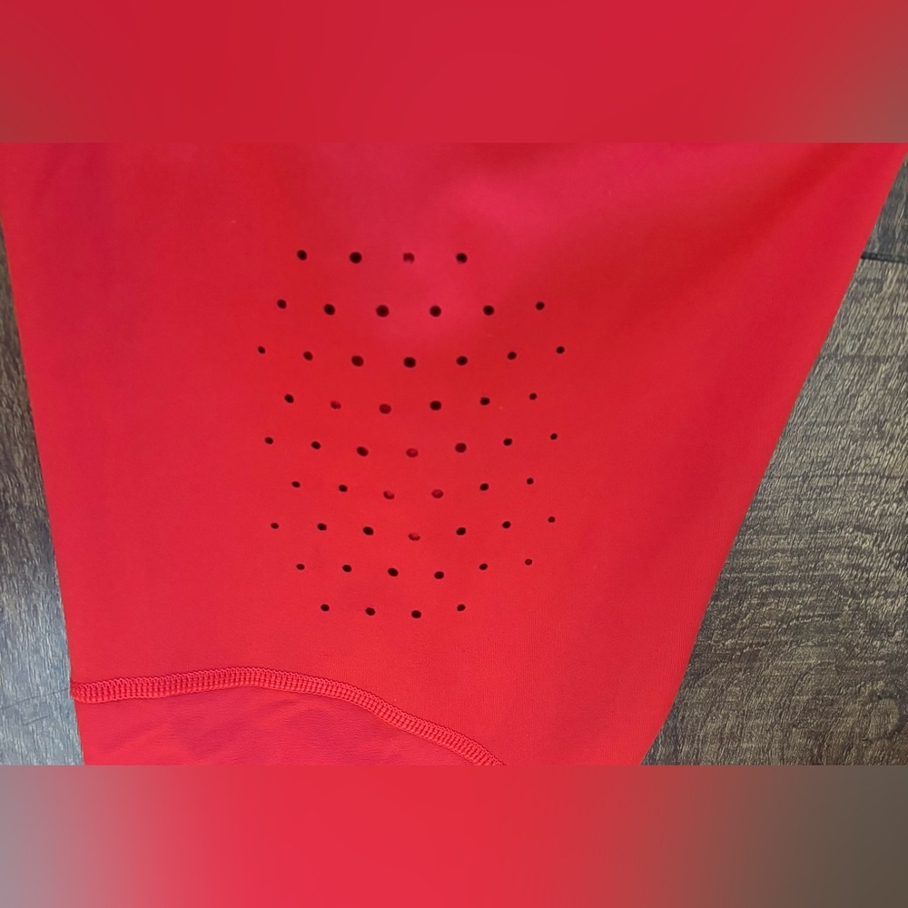 Adidas lux 7/8th length leggings woman Sz large activewear red mesh perforated - Picture 8 of 9